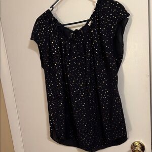 Lauren Conrad Elegant Black and Copper Polka Dot Women's Top